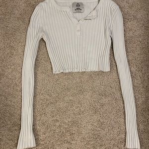 White Ribbed Crop UO Top